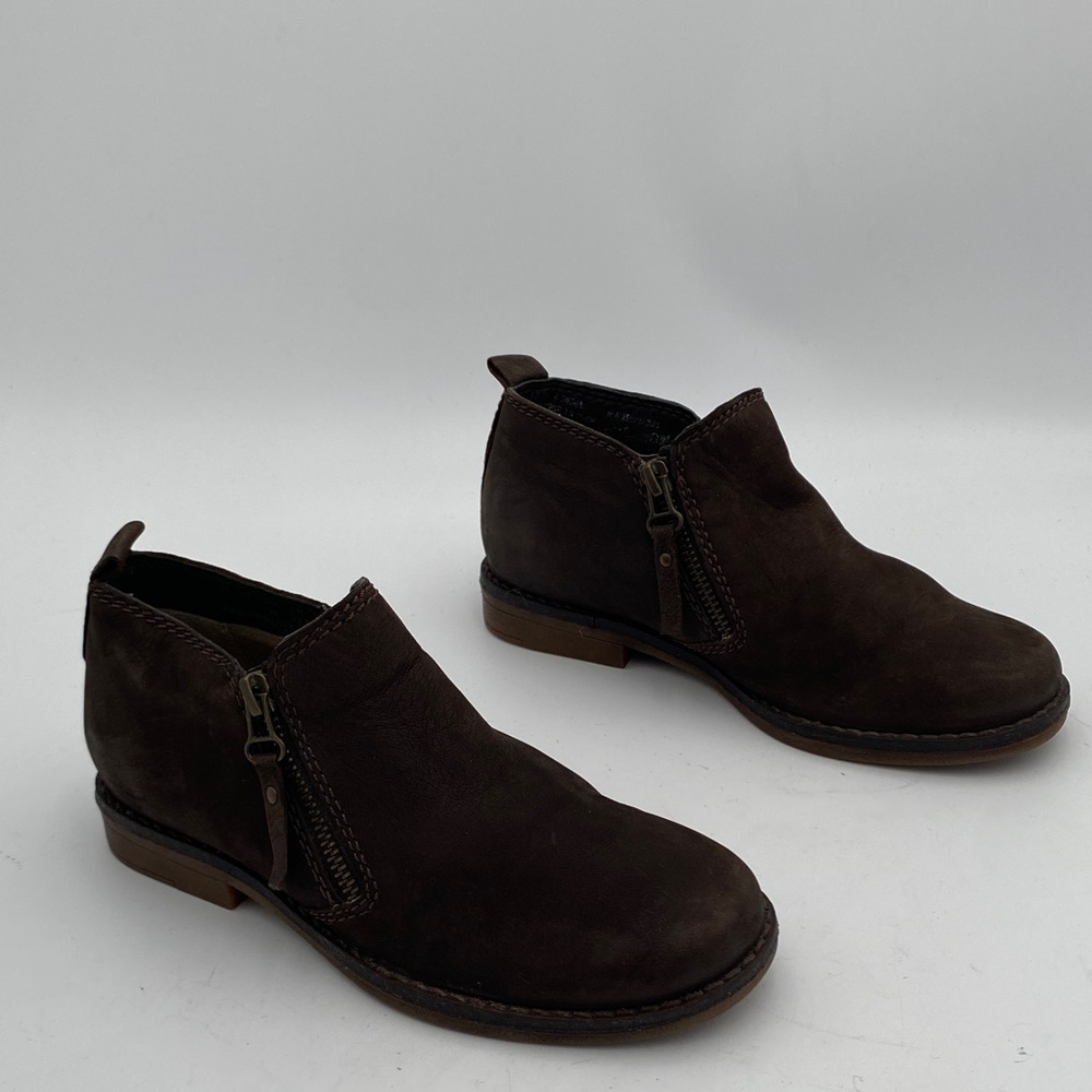 Hush puppies Brown Leather Ankle Booties women 5 Casual suede office comfort Y2K